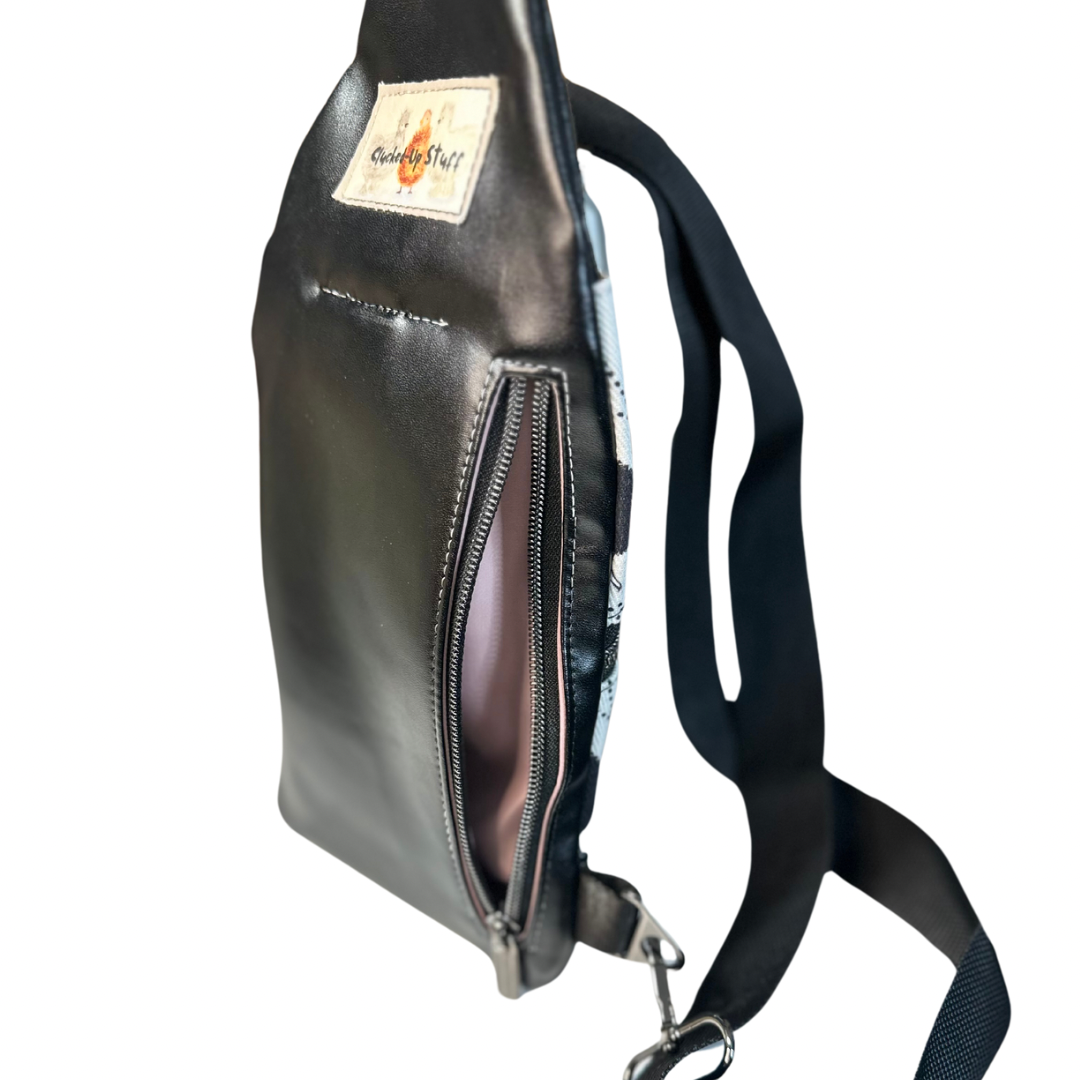 Denim Goth Chicks Sling Bag – Faux Leather Travel or Everyday Sling Bag