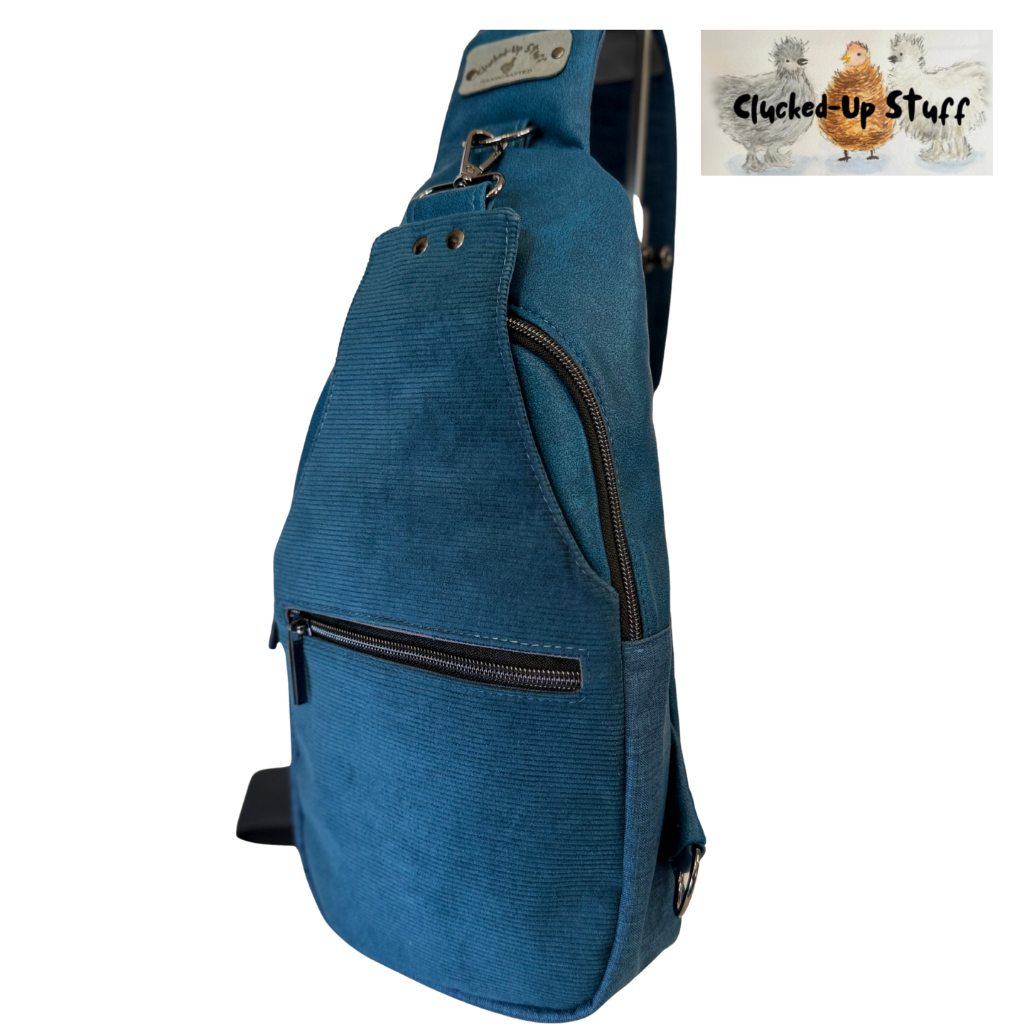 Moroccan Blue Corduroy Sling Bag