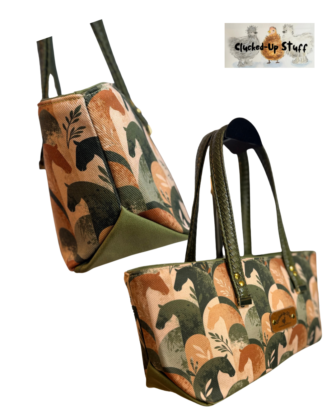 East West Shoulder Bag in Horse Print Denim & Faux Leather