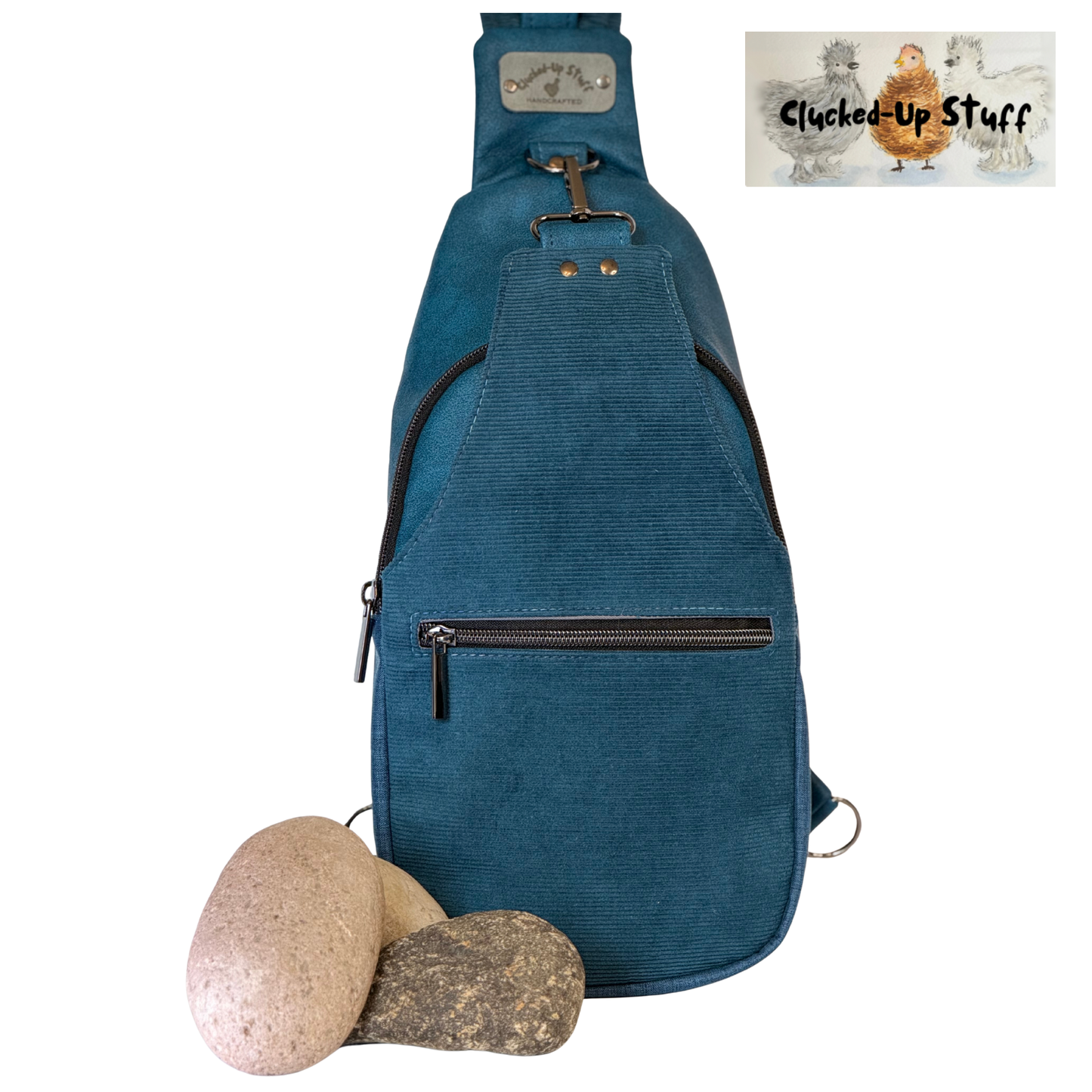 Moroccan Blue Corduroy Sling Bag