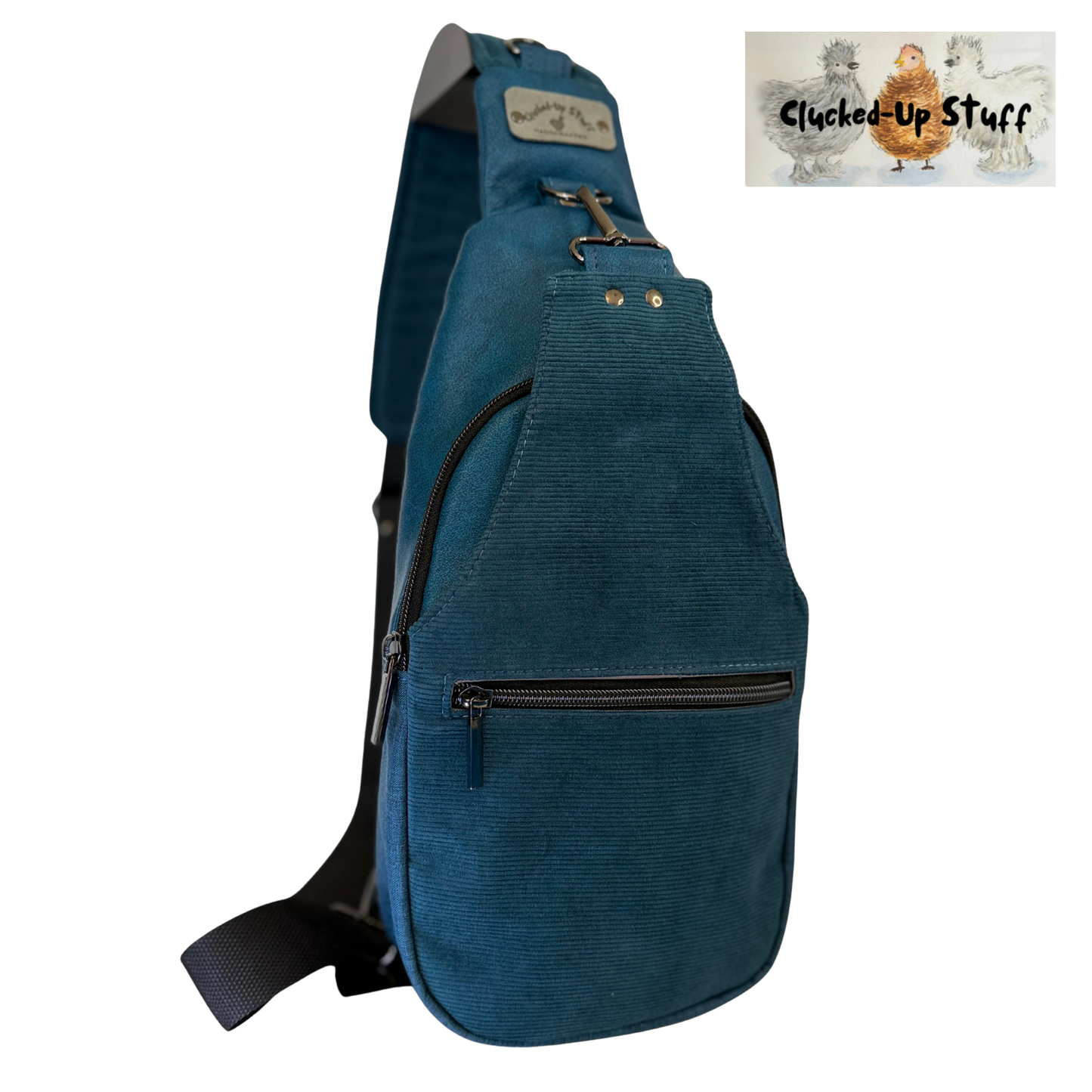 Moroccan Blue Corduroy Sling Bag