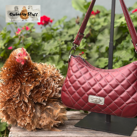 Quilted Burgundy Faux Leather Shoulder Bag with Water-Resistant Interior