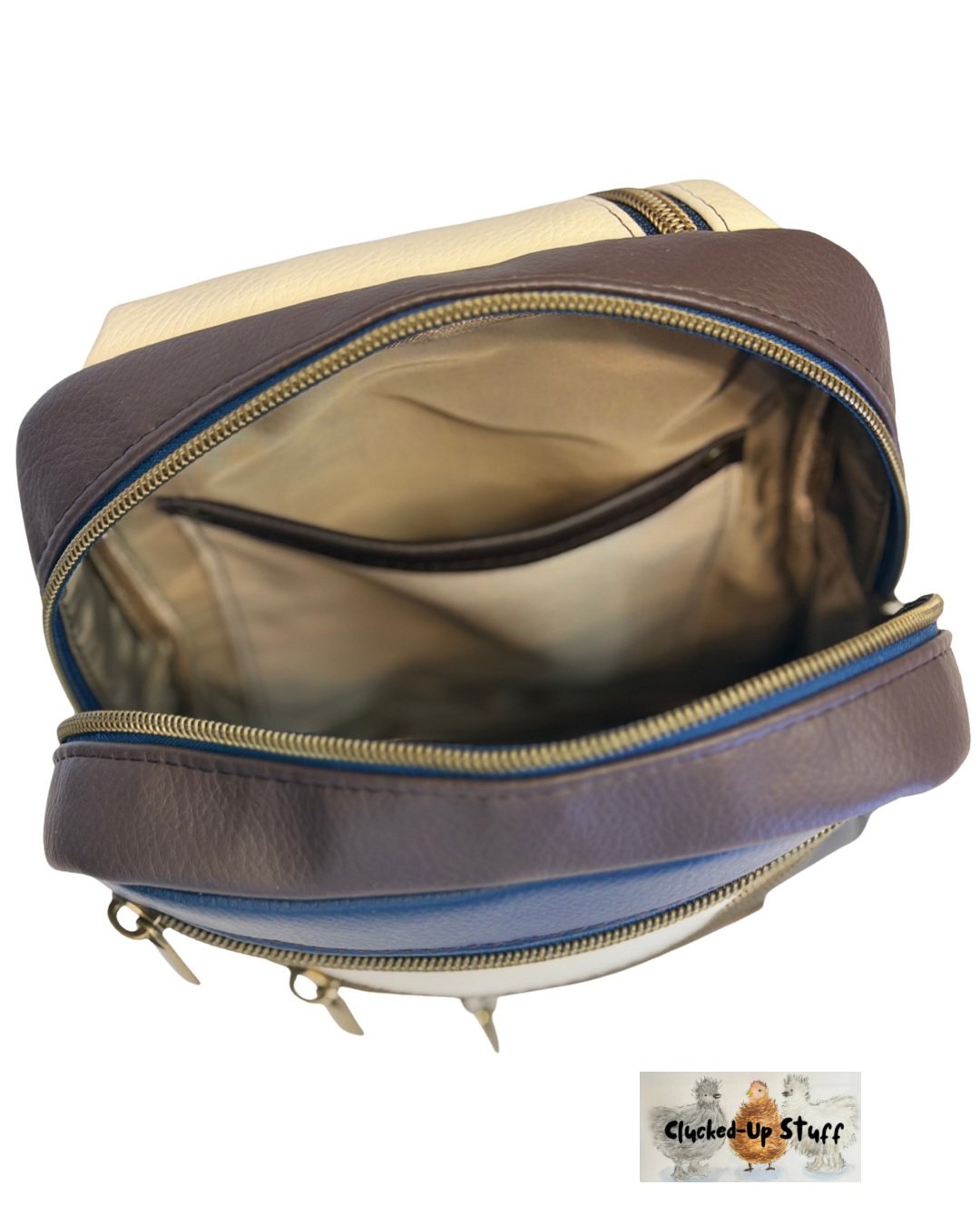Colorblock Faux Leather Sling Bag with Multi-Zip Pockets