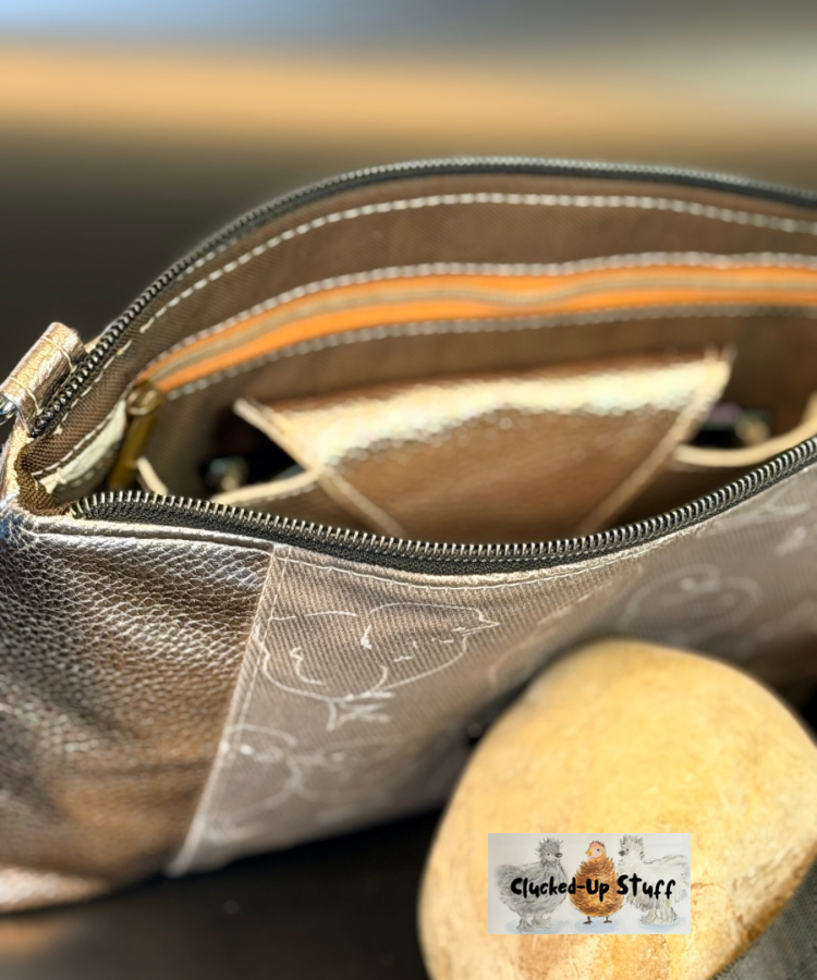 Denim Chicks Print Crossbody Bag with Built-In Wallet & Organizer Function