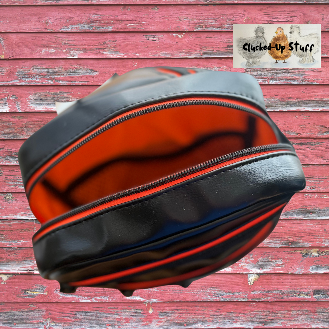 Black Faux Leather Unisex Sling Bag with Orange Zippers | Waterproof Lining | Modern Crossbody