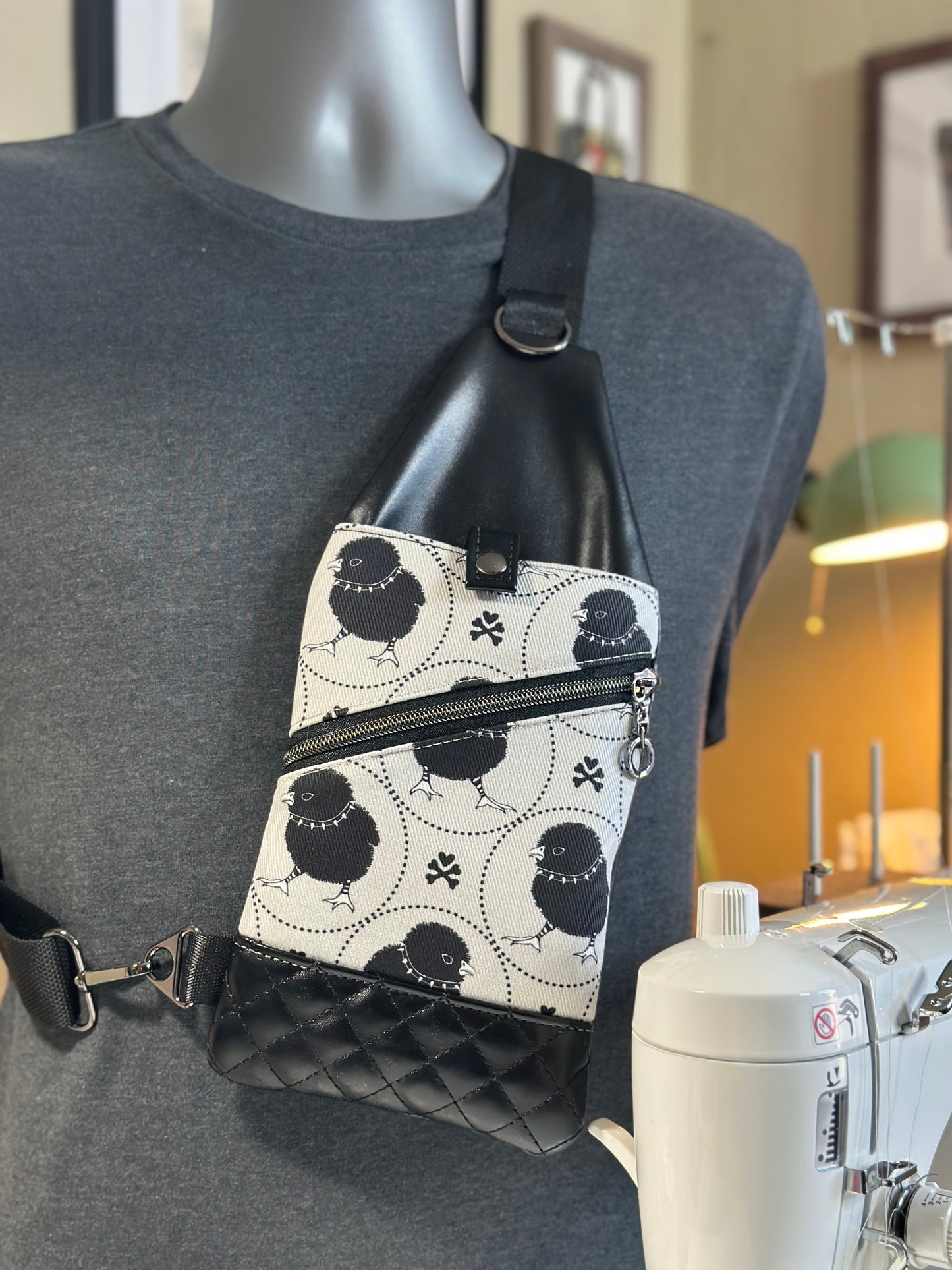 Denim Goth Chicks Sling Bag – Faux Leather Travel or Everyday Sling Bag