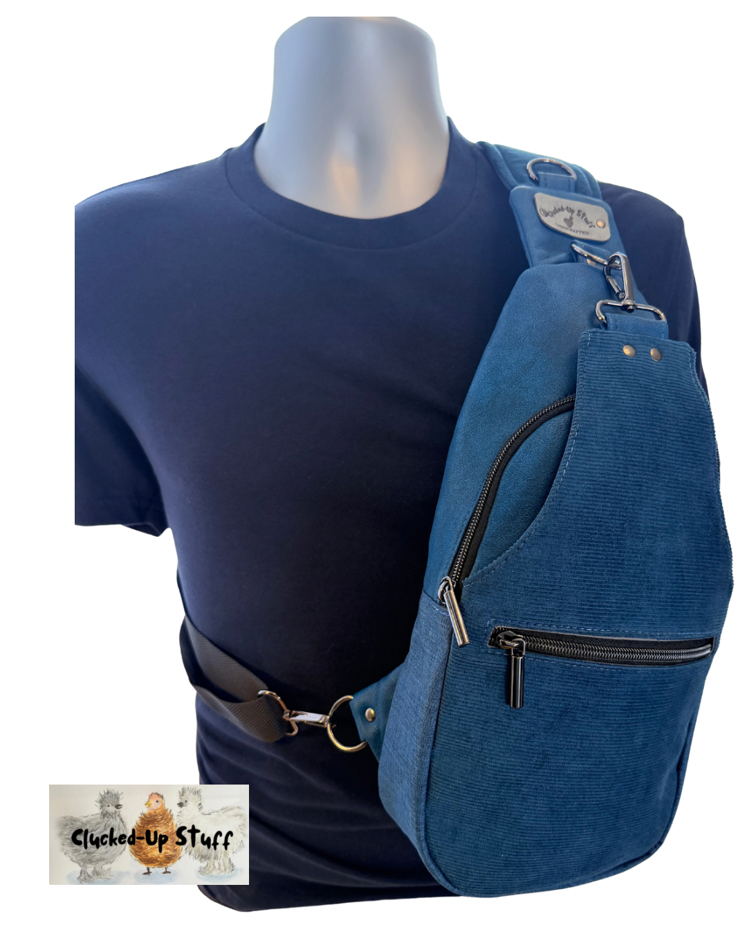 Moroccan Blue Corduroy Sling Bag