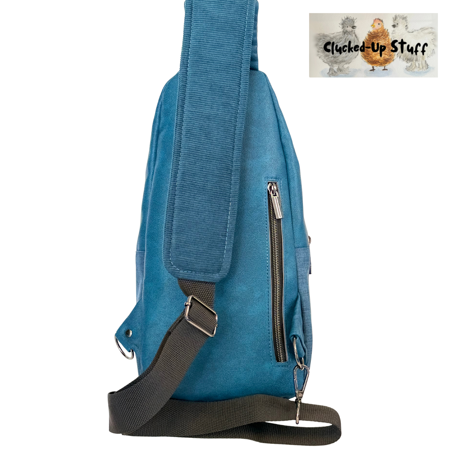 Moroccan Blue Corduroy Sling Bag