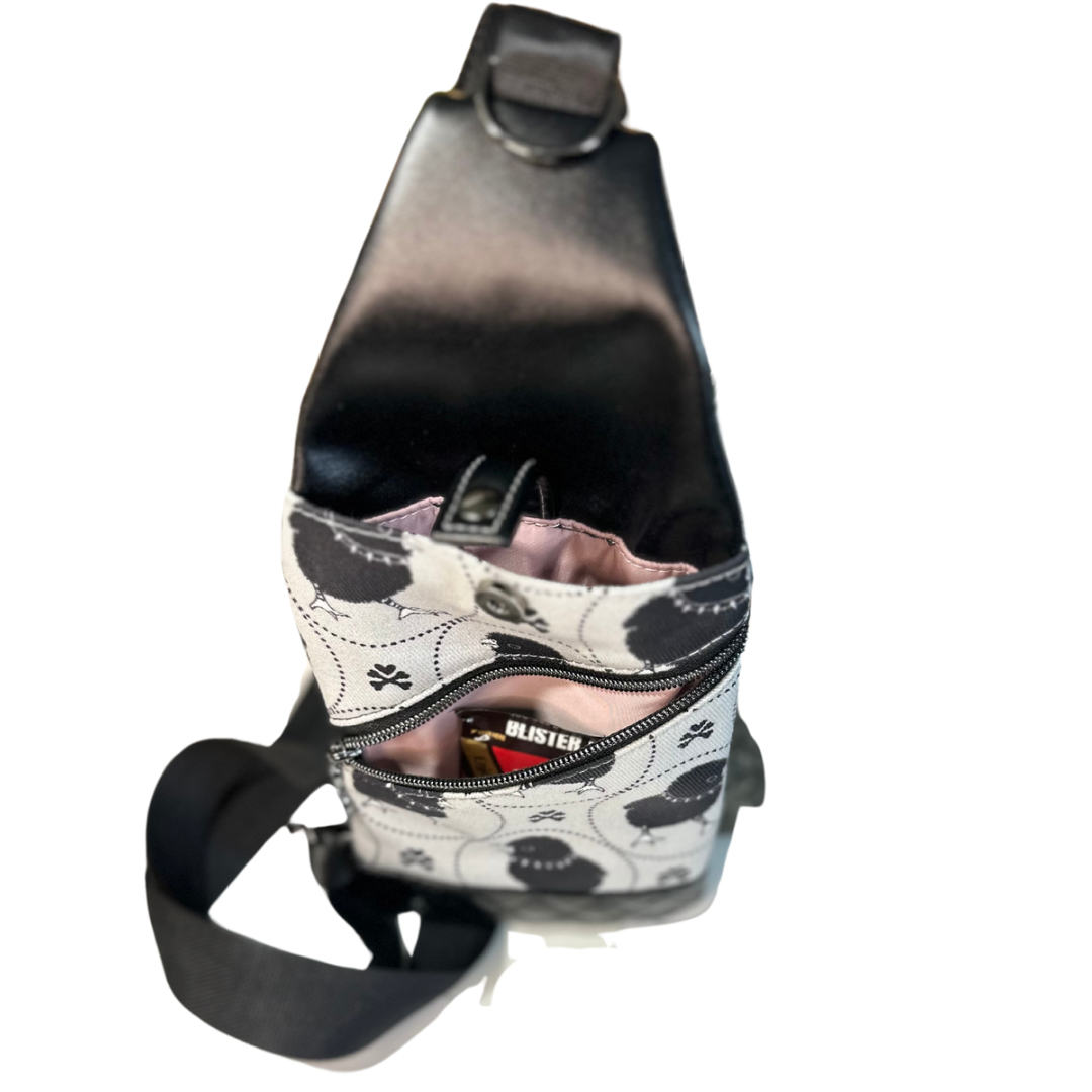 Denim Goth Chicks Sling Bag – Faux Leather Travel or Everyday Sling Bag