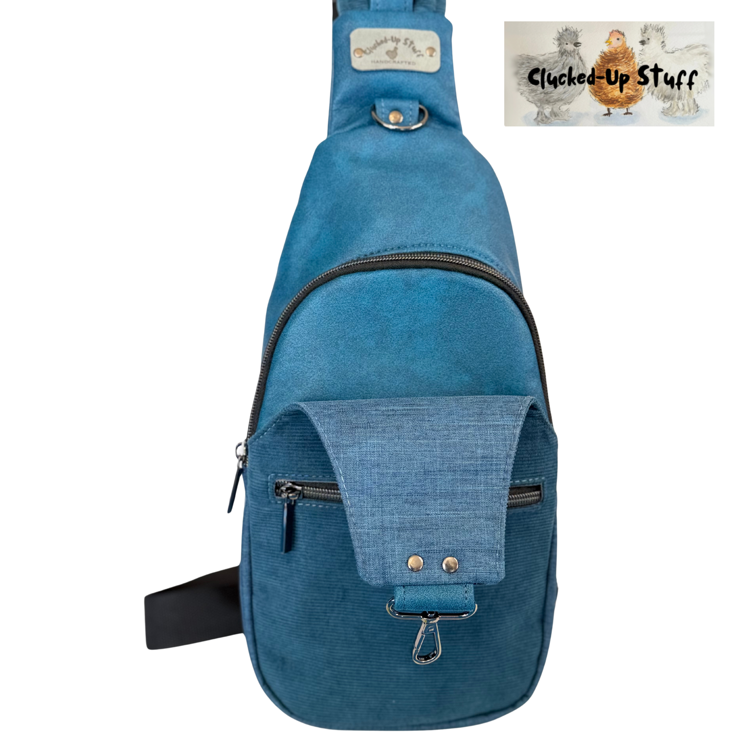 Moroccan Blue Corduroy Sling Bag