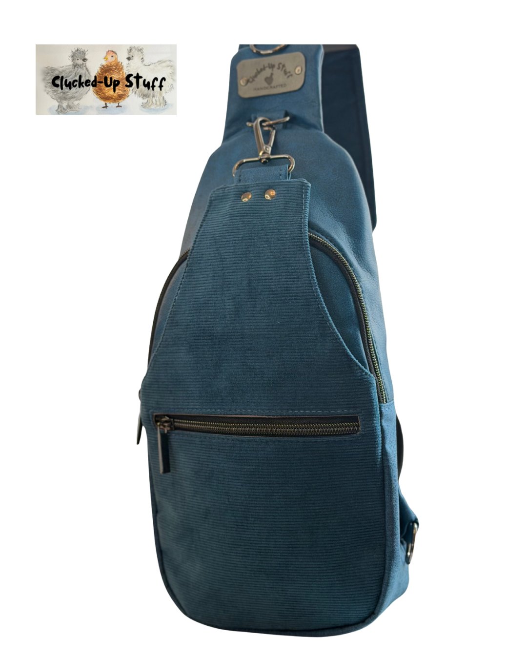 Moroccan Blue Corduroy Sling Bag