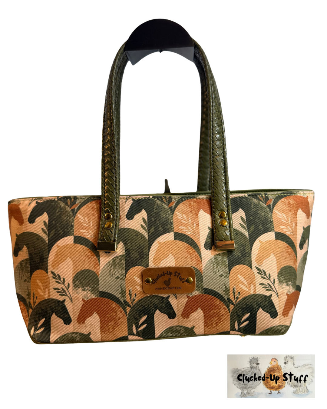 East West Shoulder Bag in Horse Print Denim & Faux Leather
