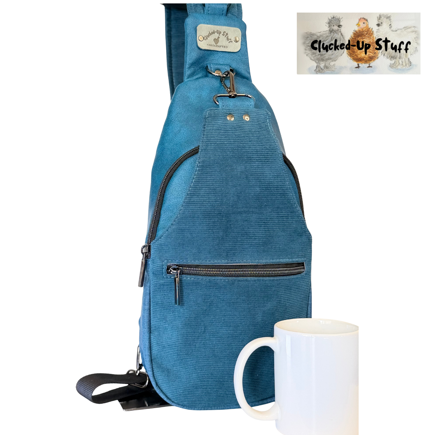 Moroccan Blue Corduroy Sling Bag